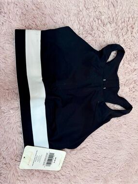 Fabletics Black and White High-Neck Sports Bra